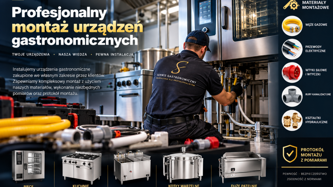 Profesjonalny montaż urządzeń gastronomicznych – piece, kuchnie gazowe, frytownice, kotły i patelnie