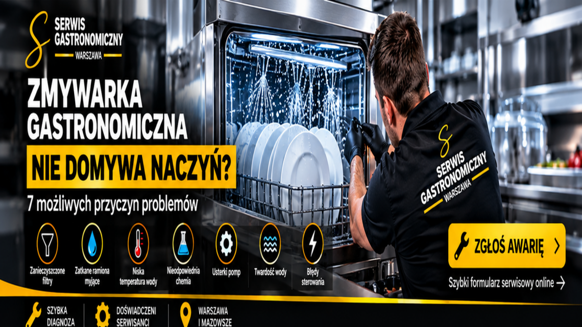 Serwis zmywarki gastronomicznej – przyczyny niedomywania naczyń
